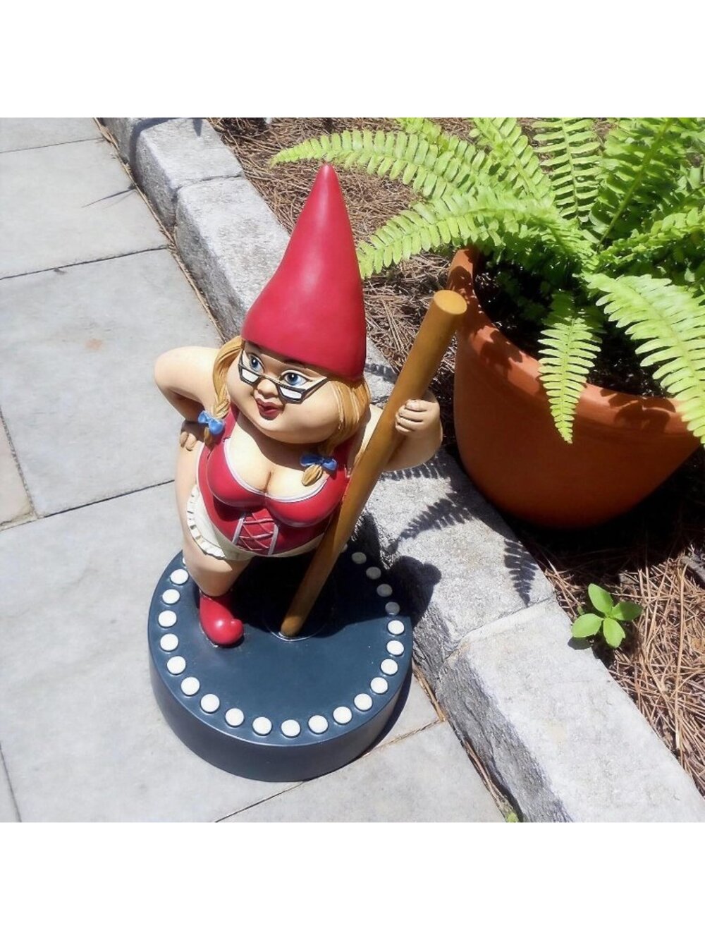 〽️Red Dancing Gnome Statue Whimsical Garden Decor Playful Figurine Lawn Yard - Picture 5 of 6